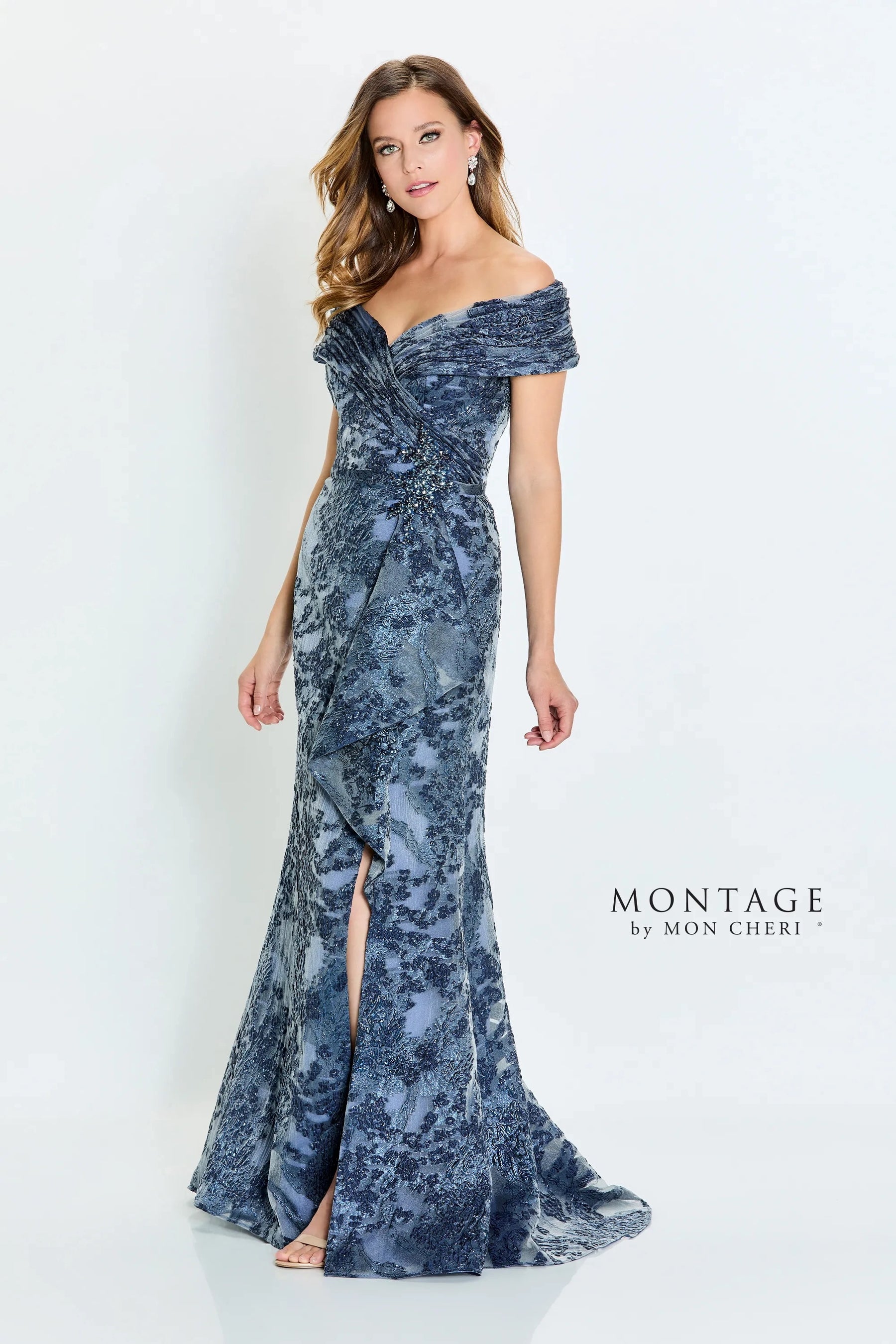 Shimmer Organza Off Shoulder Gown