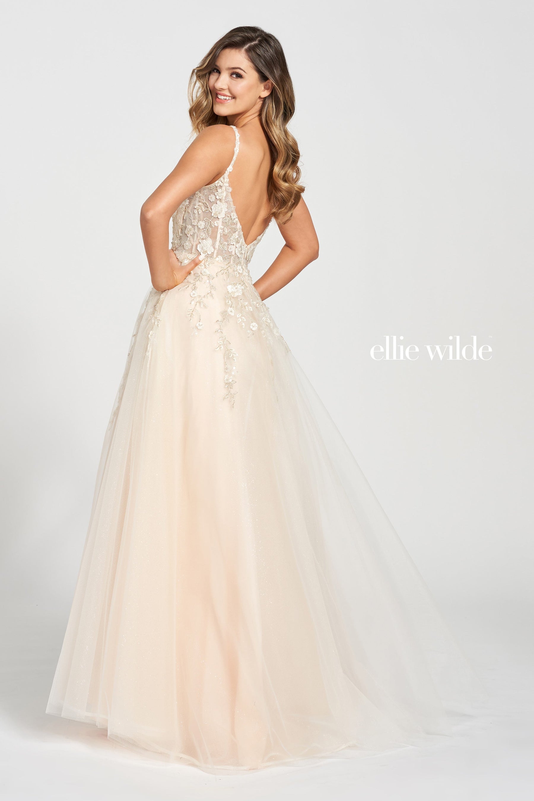 Three Dimensional Flower Applique Gown