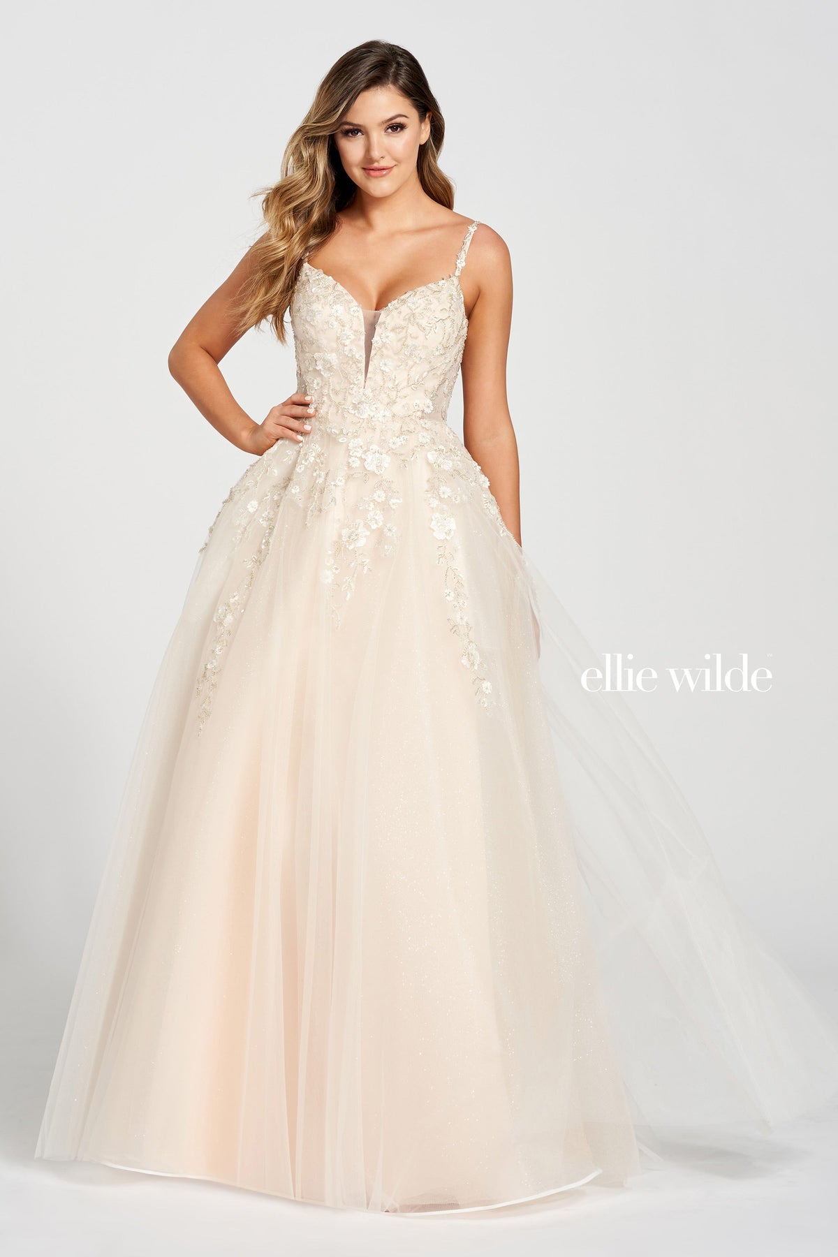 Three Dimensional Flower Applique Gown