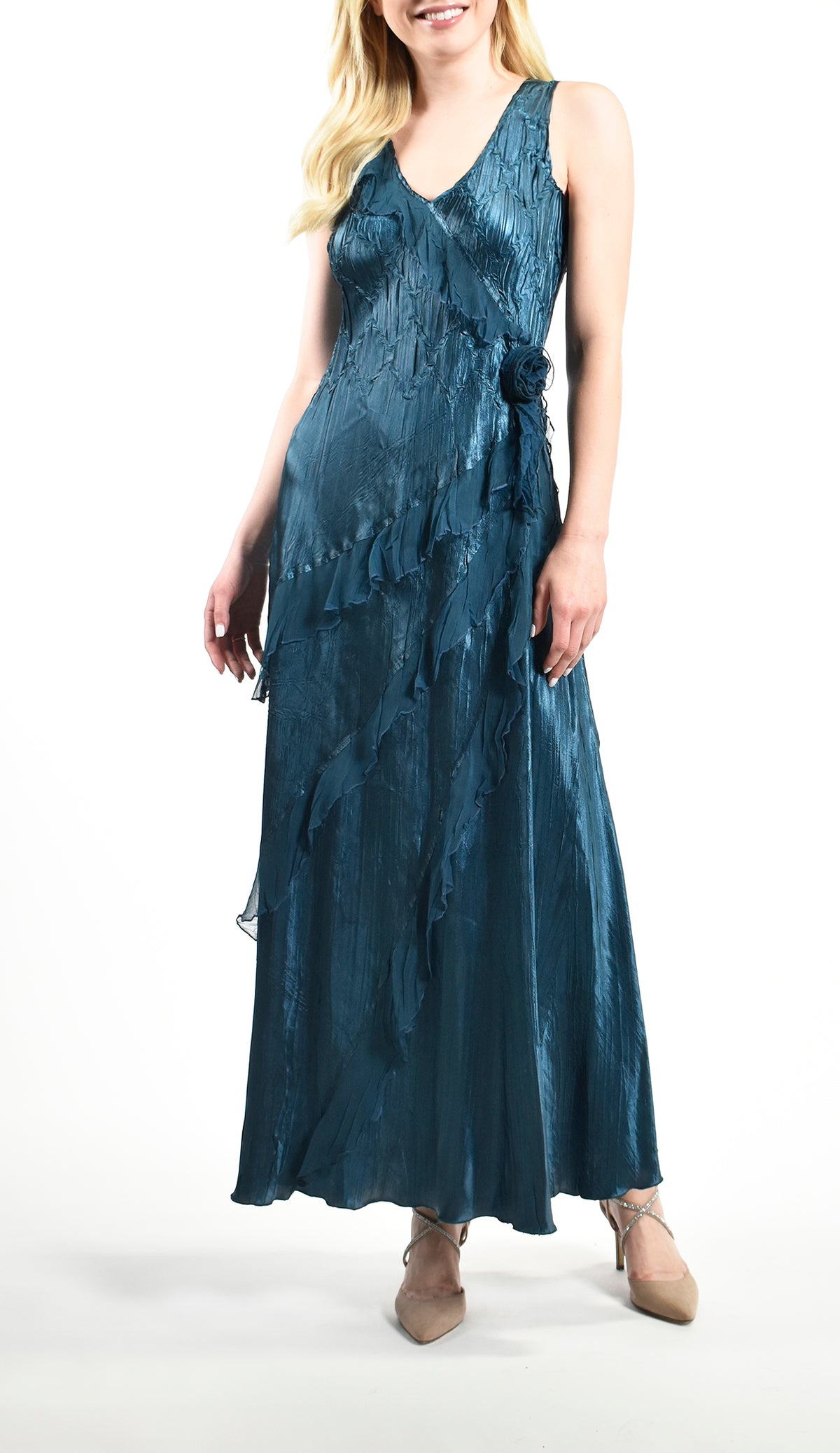 V-Neck Ruffled Maxi Dress