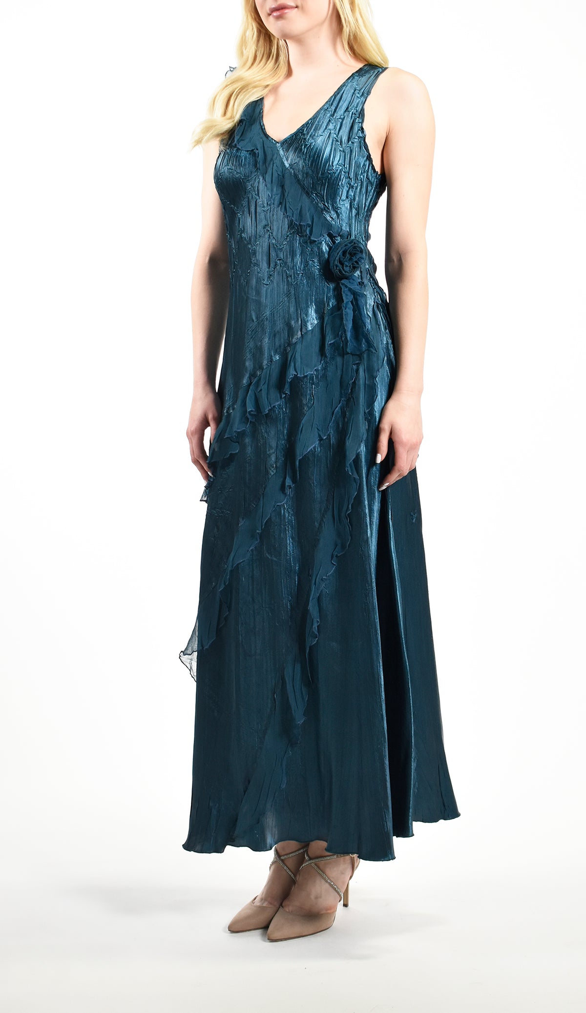 V-Neck Ruffled Maxi Dress