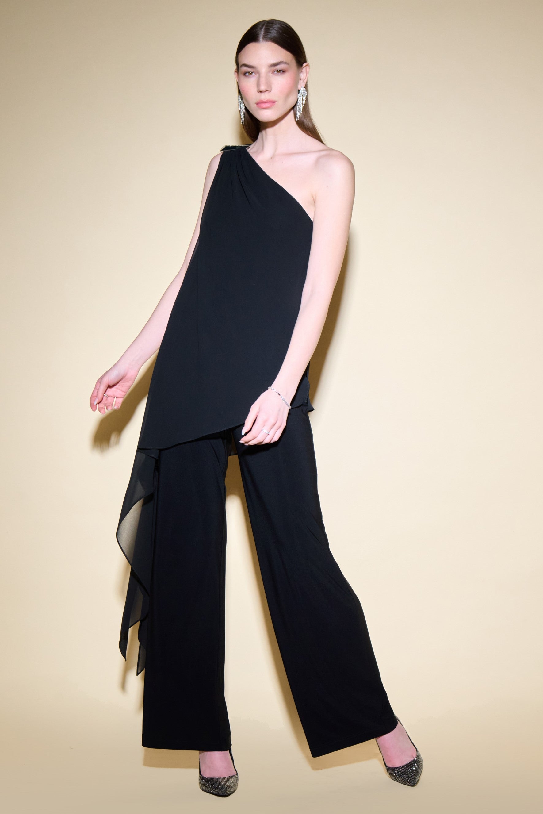 Glamorous One Shoulder Overlay Jumpsuit