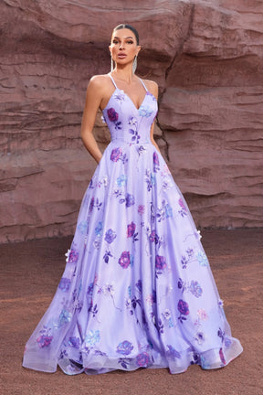3D Floral Sequin Ball Gown