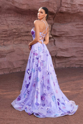 3D Floral Sequin Ball Gown