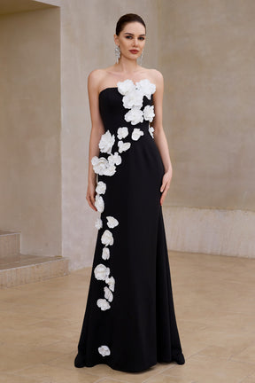 3D Floral Strapless Trumpet Gown