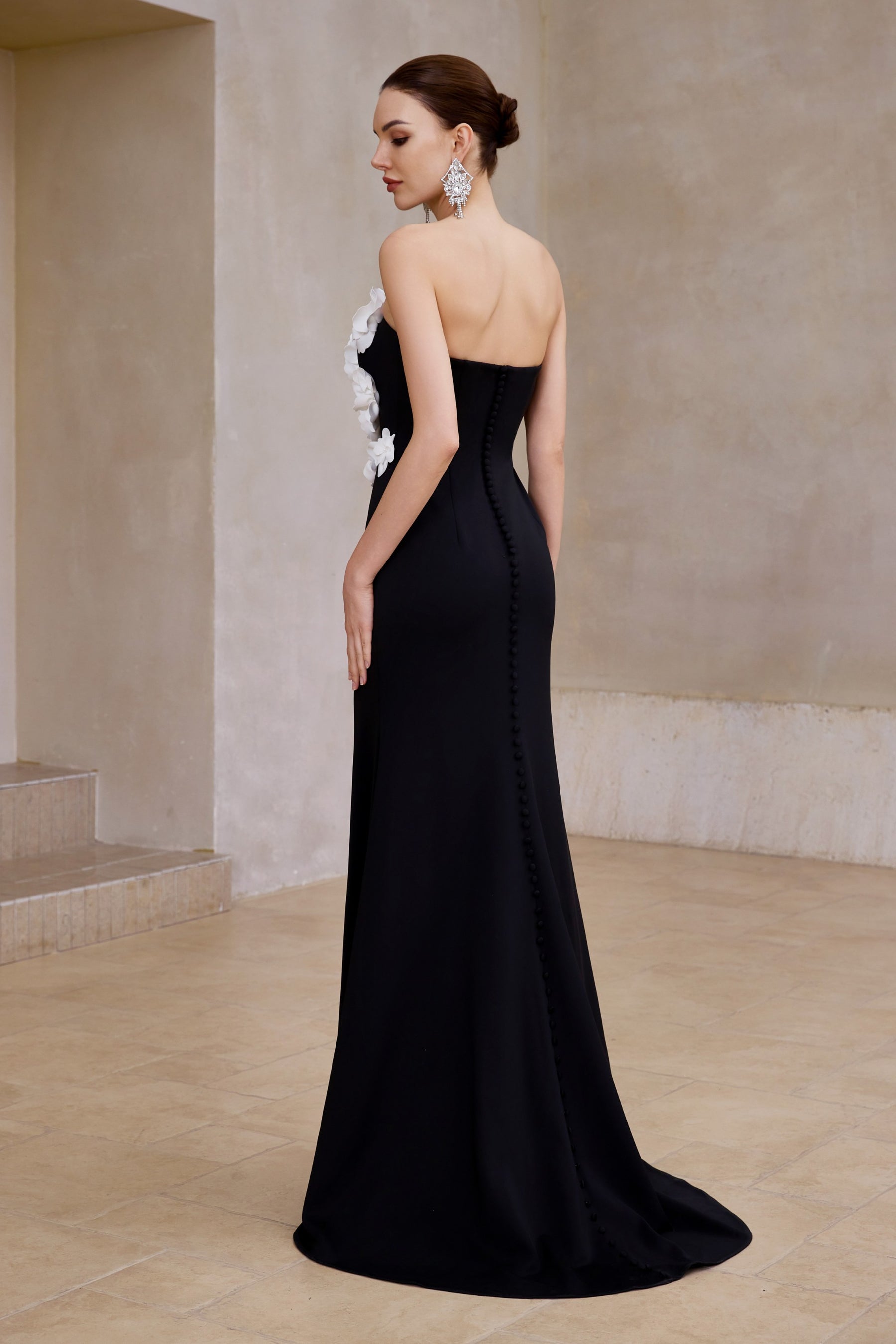 3D Floral Strapless Trumpet Gown