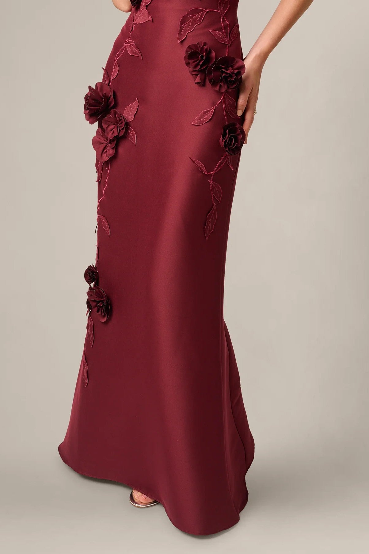 3D Floral Vine Stretch Mikado Mermaid Gown