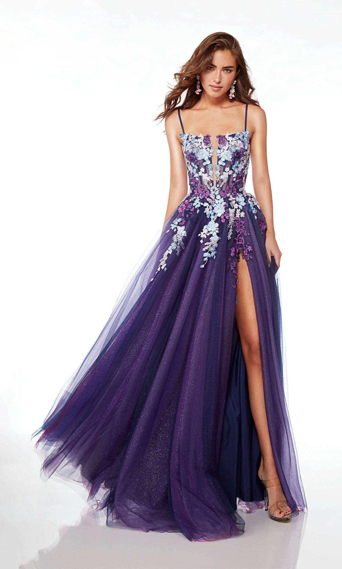 Flower embroidered 2025 prom dress