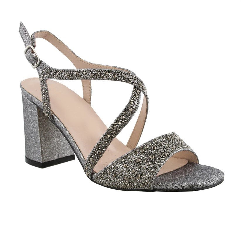 Anna Pewter Strappy Formal Shoe