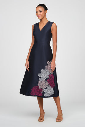Aria Dark Navy Tea Length Dress