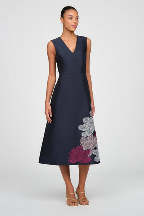 Aria Dark Navy Tea Length Dress
