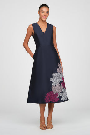 Aria Dark Navy Tea Length Dress