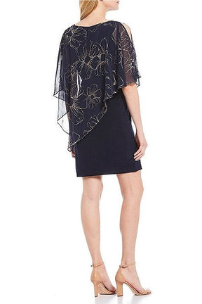 Asymmetric Chiffon Overlay Dress