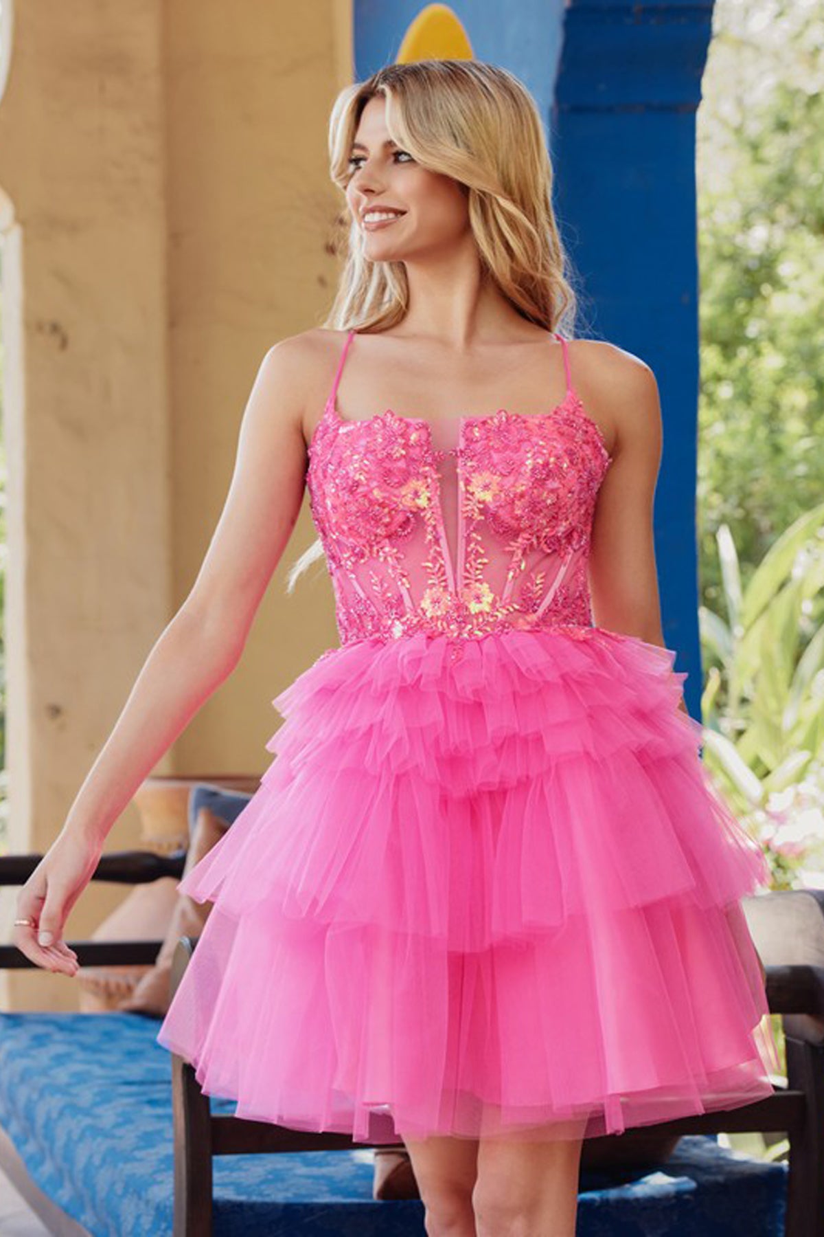 short dress with tulle skirt Pink Lace Short Tulle Homecoming Dress Party Dress with Cap Sleeves Custom Size / Custom Color