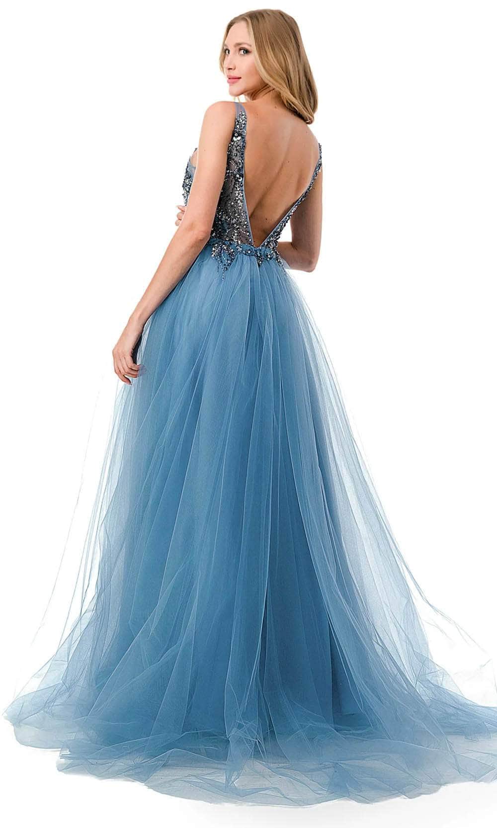 Beaded Illusion Bodice Tulle Gown