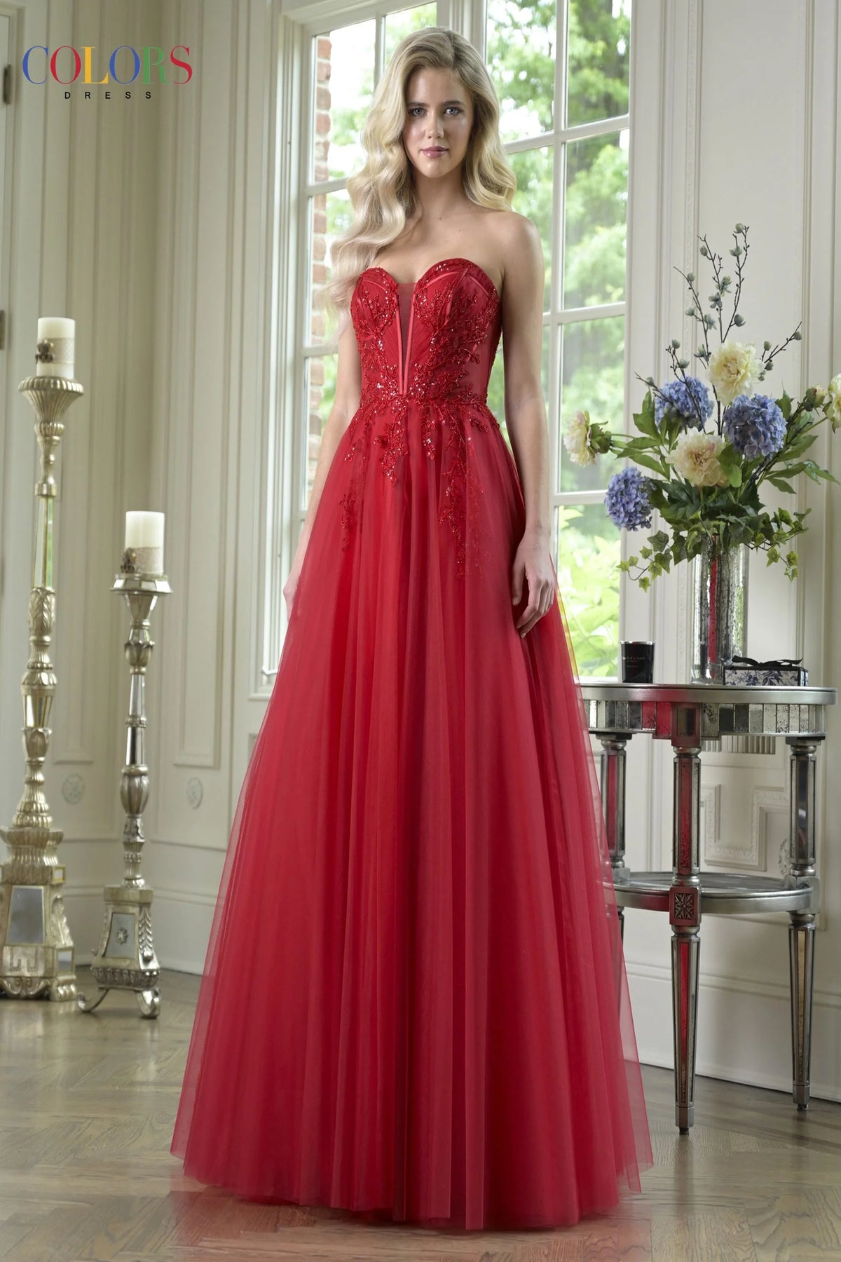 Beaded Strapless Corset Tulle Ballgown