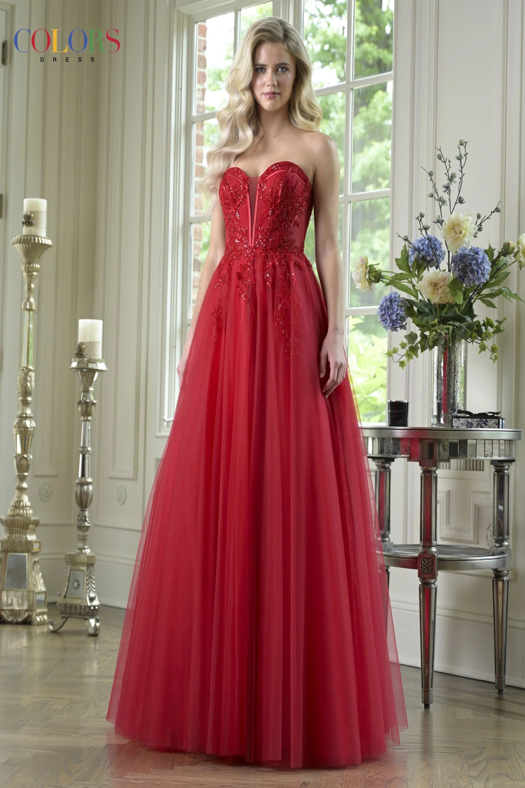 Beaded Strapless Corset Tulle Ballgown