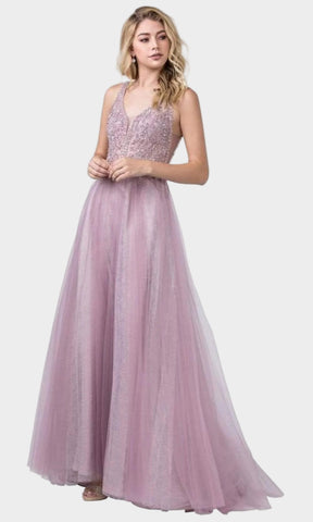 Beaded Sweetheart Neck Long Dress