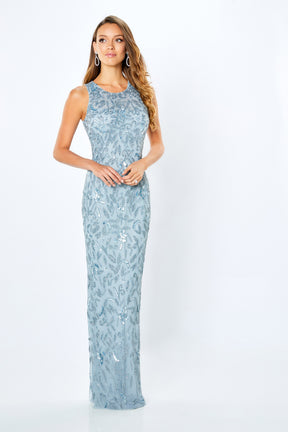 Beaded Tulle Sheath Gown