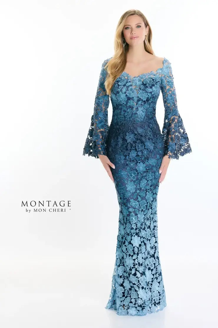 Bell Sleeve Ombre Venise Lace Gown
