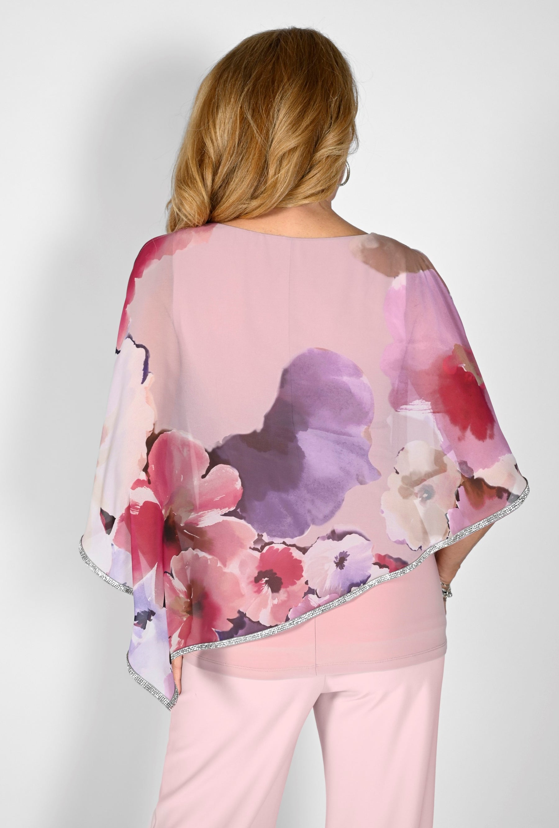 Blush Floral Print Capelet Top