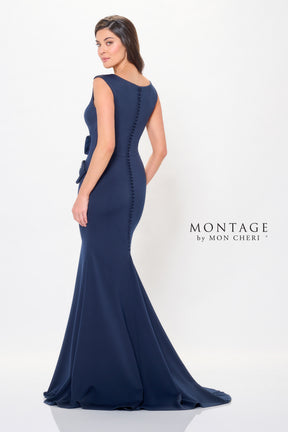 Bow Embellished Round Neck Gown