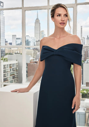 Bow Neckline Off Shoulder Trumpet Gown