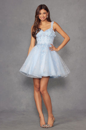 Butterfly Applique Short Glitter Tulle Dress