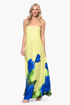 Carmen Bold Floral Strapless Maxi Dress