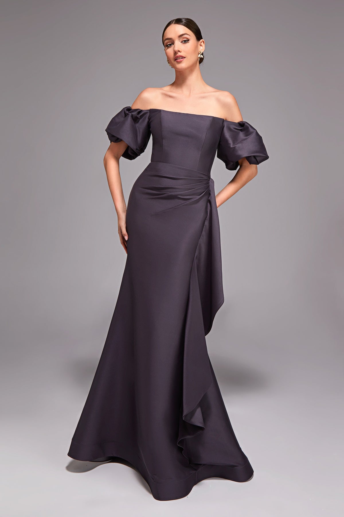 Chic Off Shoulder Side Drape Gown
