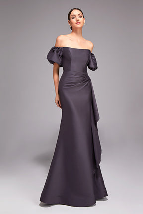 Chic Off Shoulder Side Drape Gown