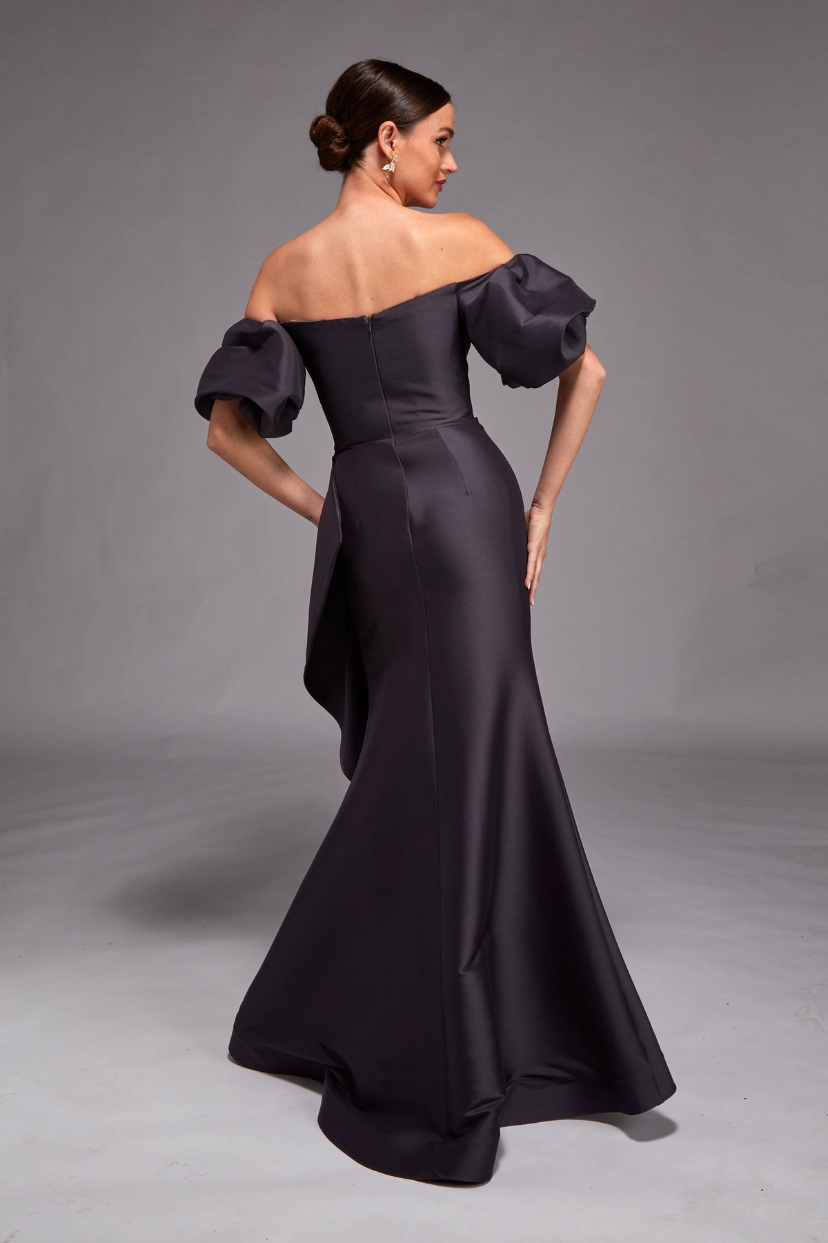 Chic Off Shoulder Side Drape Gown