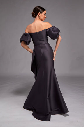 Chic Off Shoulder Side Drape Gown