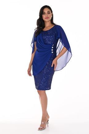 Chiffon Cape Sequin Dress