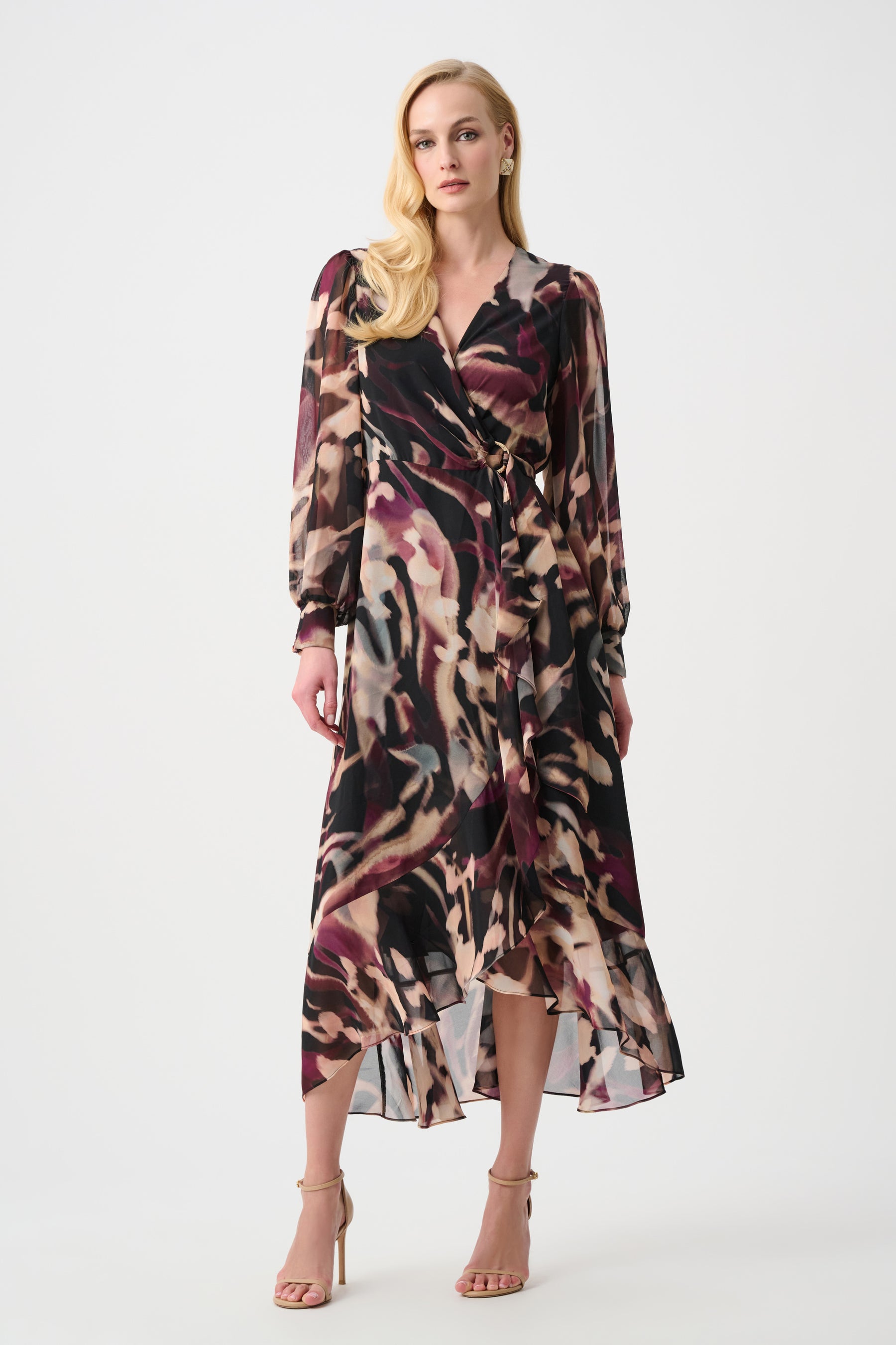 Chiffon Printed Fit & Flare Wrap Dress