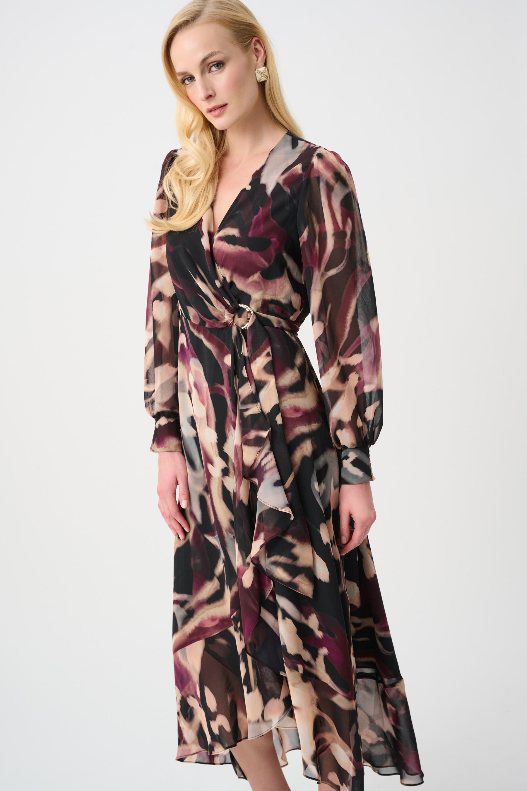 Chiffon Printed Fit & Flare Wrap Dress