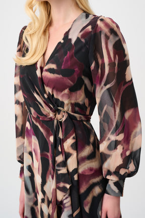 Chiffon Printed Fit & Flare Wrap Dress