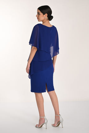 Chiffon Tiered Capelet Dress With Necklace