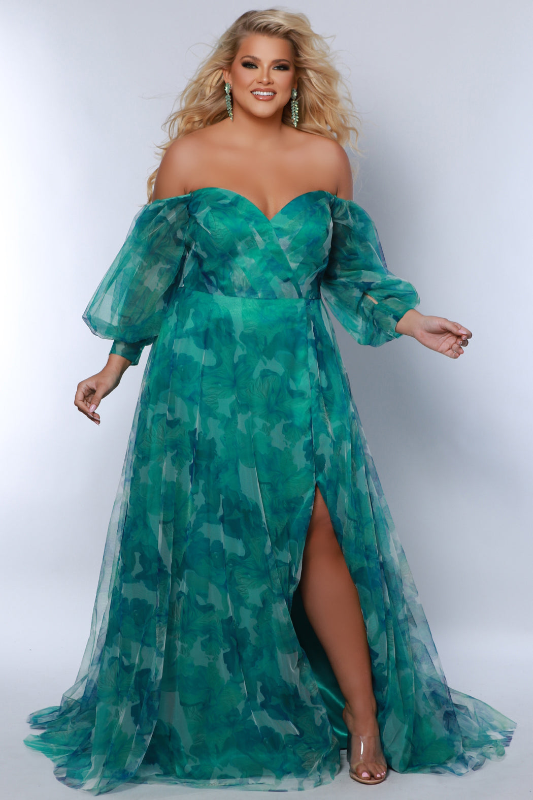 Curvy Floral Deja Vu Gown with Optional Sleeves