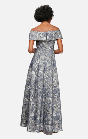 Curvy Floral Printed Off Shoulder Ballgown