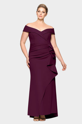 Curvy Patti Off Shoulder Ruffle Front Gown