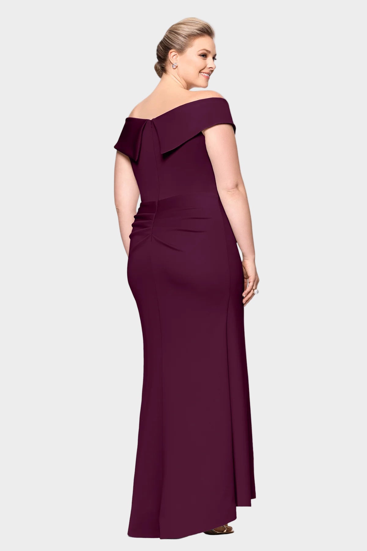 Curvy Patti Off Shoulder Ruffle Front Gown