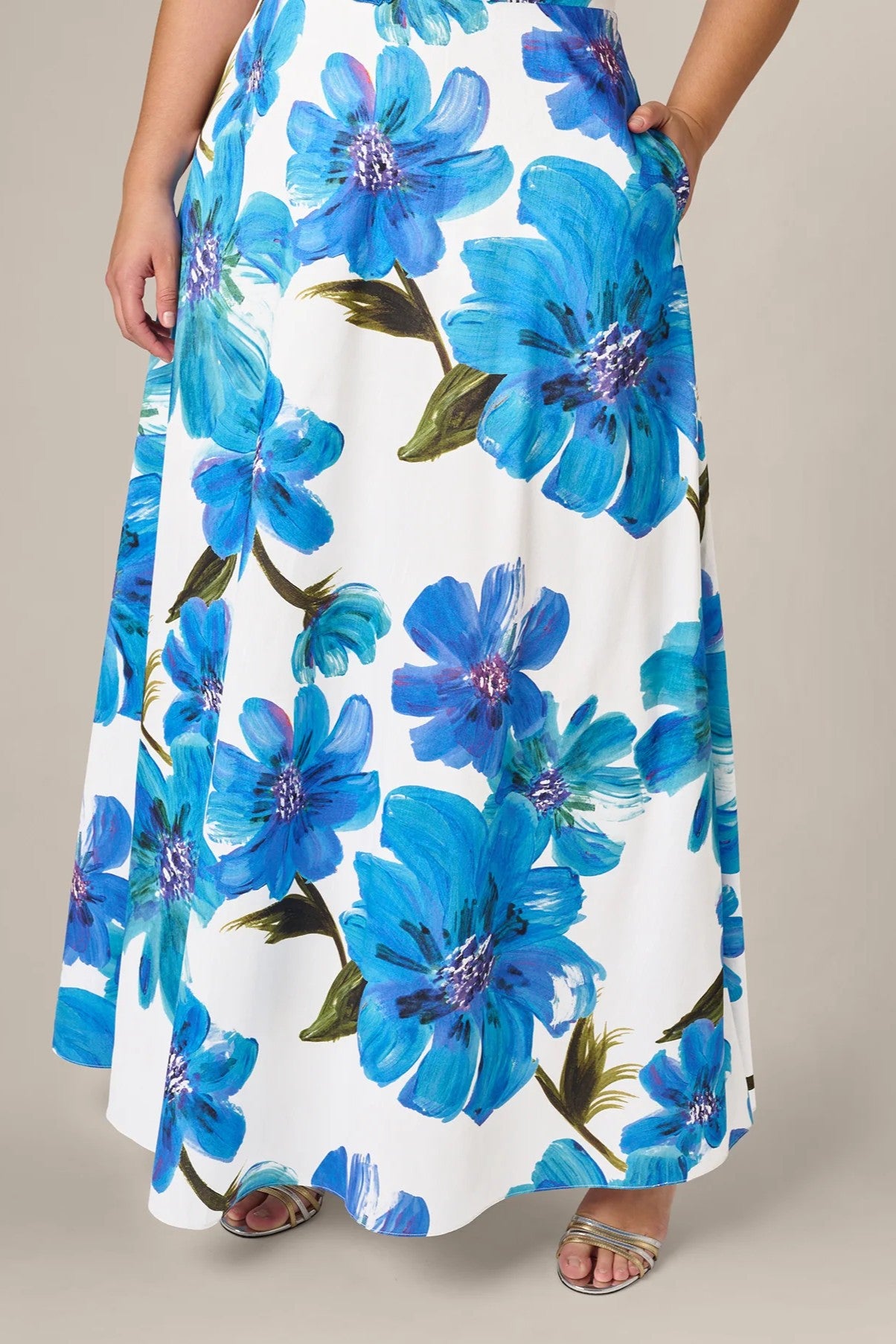 Curvy Strapless 3D Floral Beaded Dupioni Gown