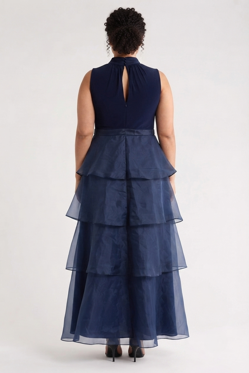 Curvy Tiered Organza Halter Gown