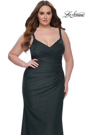 Curvy V-Neck Gown with Ruching