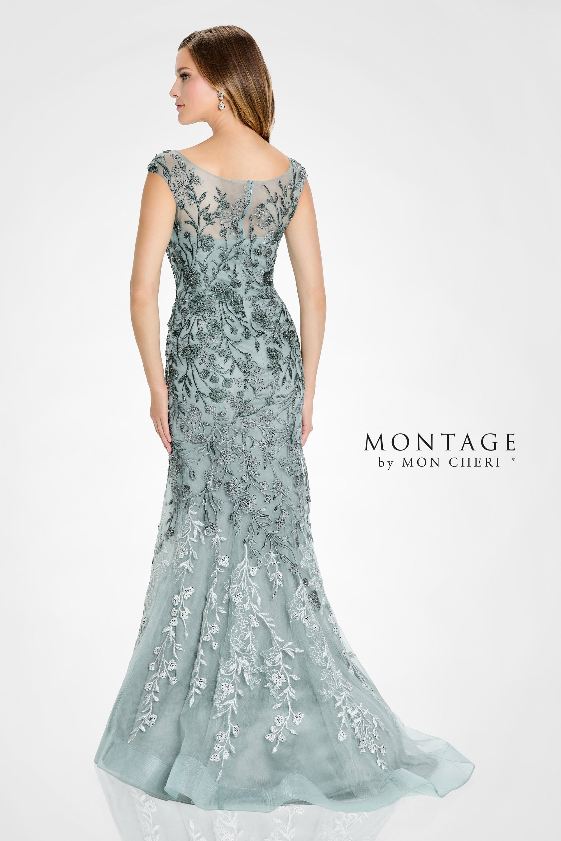 Delicate Floral Embroidered Trumpet Gown