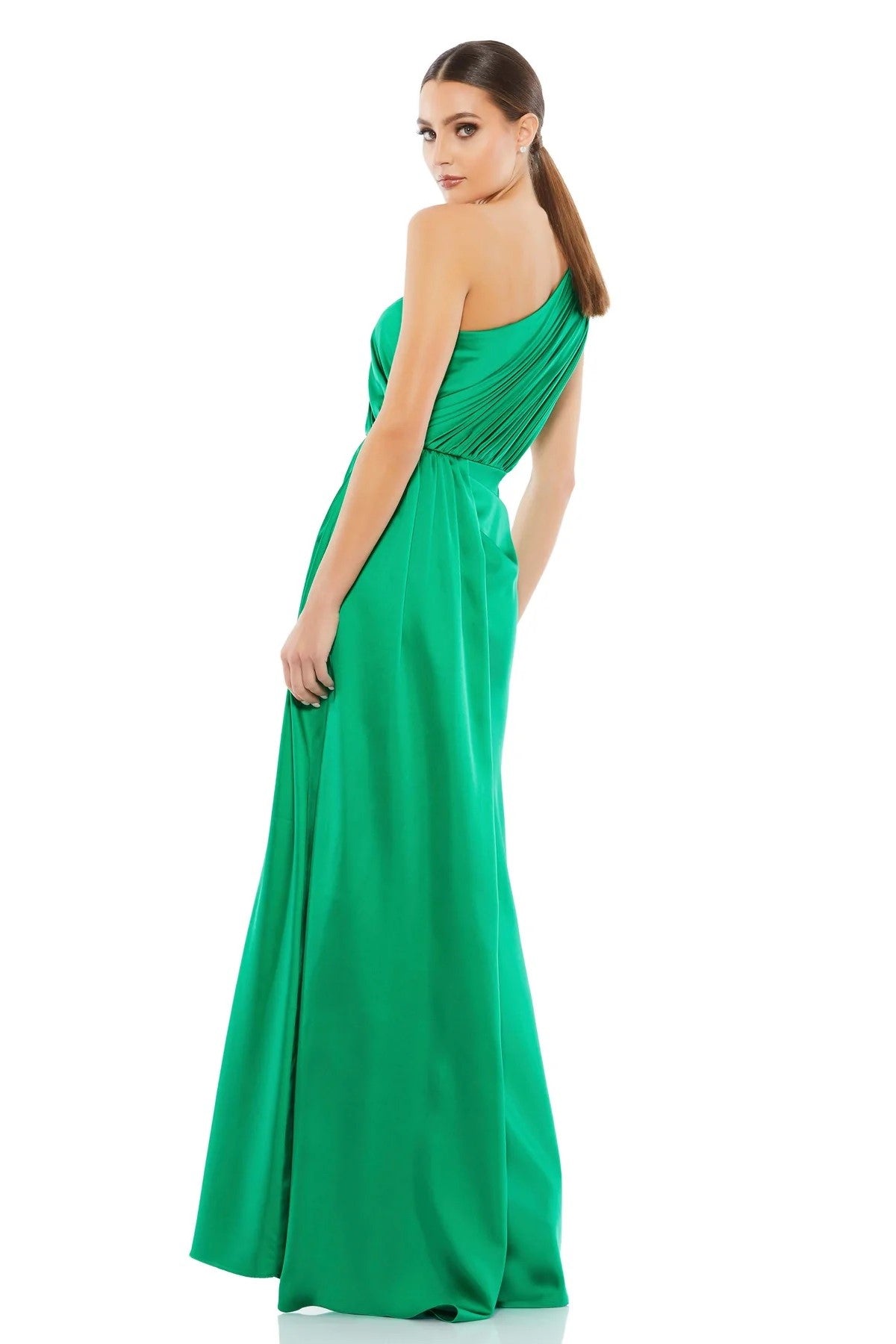 Draped One Shoulder Satin Gown