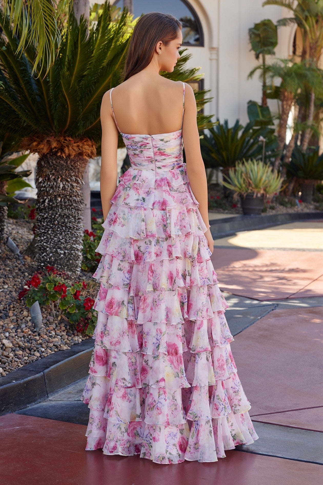 Dreamy Floral Layered Chiffon Ball Gown