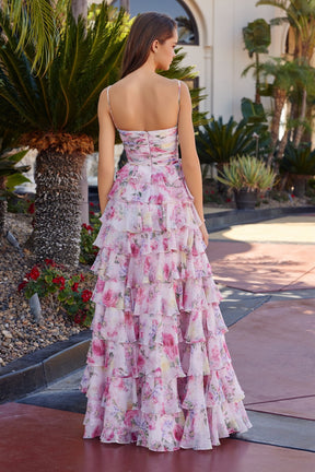 Dreamy Floral Layered Chiffon Ball Gown