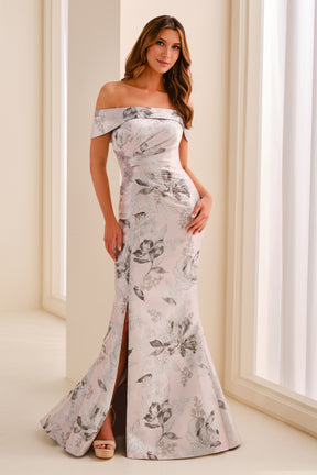 Elegant Jacquard Off Shoulder Mermaid Gown